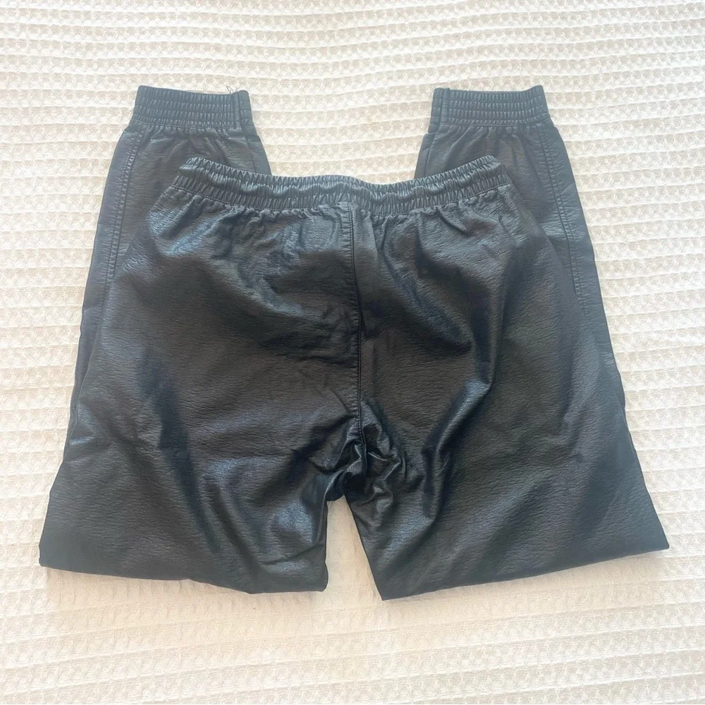 Zara black faux leather jogger size small